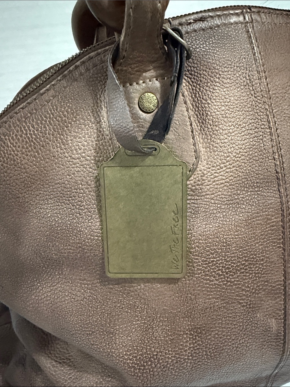 We The Free Willow Vintage Slouchy Tote Bag Washed Brown Wood Handles Large - Picture 4 of 10